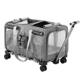 DS NA i.Pet Pet Carrier Swivel Wheels Foldable Cat Dog Trolley Stroller  Grey