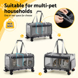 DS NA i.Pet Pet Carrier Swivel Wheels Foldable Cat Dog Trolley Stroller  Grey