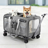 DS NA i.Pet Pet Carrier Swivel Wheels Foldable Cat Dog Trolley Stroller  Grey