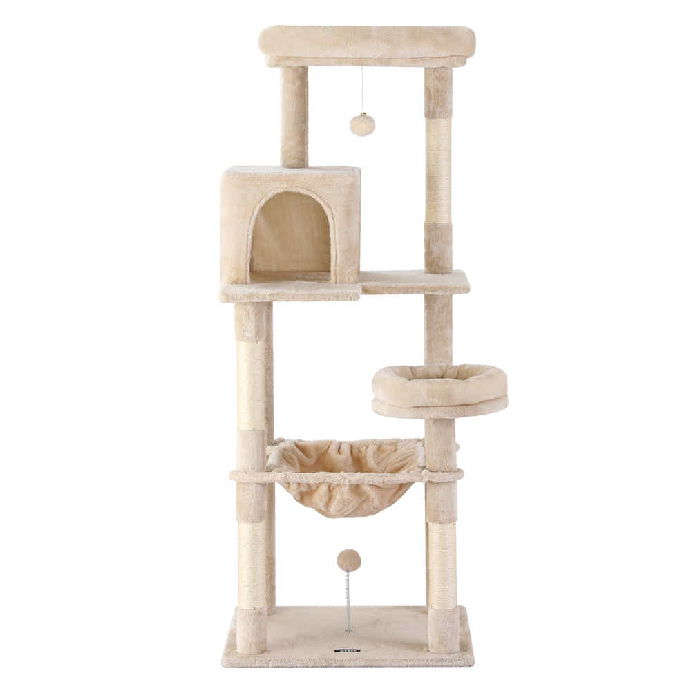 DS NA i.Pet Cat Tree 143CM Tower – Scratching Post Condo House (Beige)