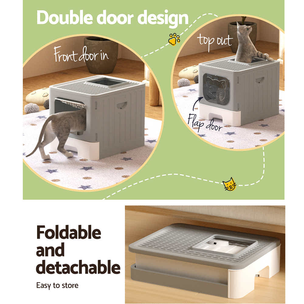 i.Pet Cat Litter Box Large Tray Kitty Toilet Enclosed Hooded Foldable Cat Litter