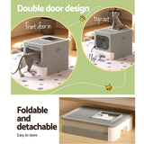i.Pet Cat Litter Box Large Tray Kitty Toilet Enclosed Hooded Foldable Cat Litter