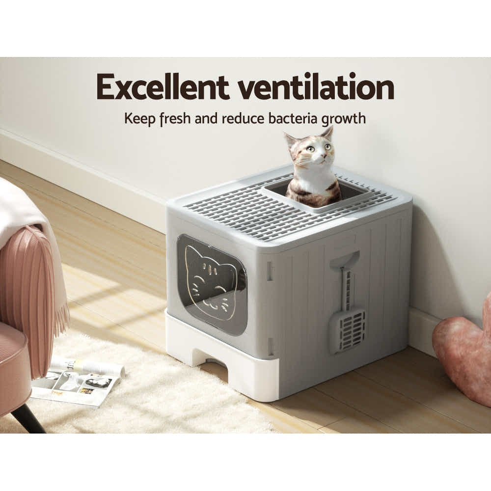 i.Pet Cat Litter Box Large Tray Kitty Toilet Enclosed Hooded Foldable Cat Litter