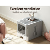 i.Pet Cat Litter Box Large Tray Kitty Toilet Enclosed Hooded Foldable Cat Litter