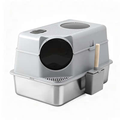 DS NA i.Pet Cat Litter Box Large Stainless Steel High Sided Pet Toilet Odour