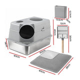 DS NA i.Pet Cat Litter Box Large Stainless Steel High Sided Pet Toilet Odour