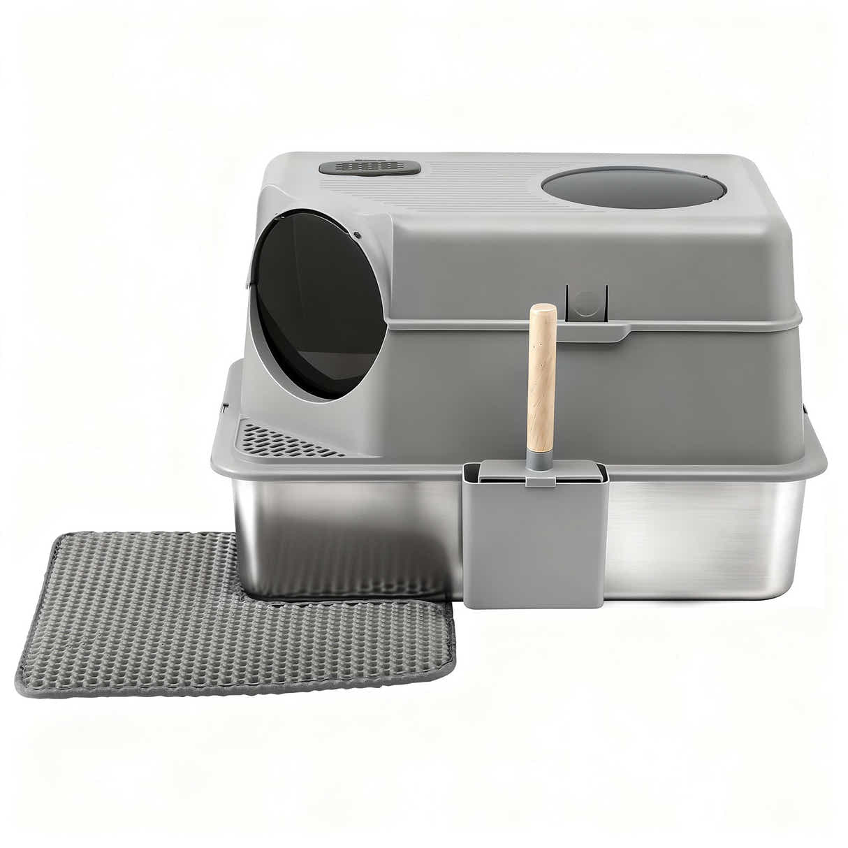 DS NA i.Pet Cat Litter Box Large Stainless Steel High Sided Pet Toilet Odour