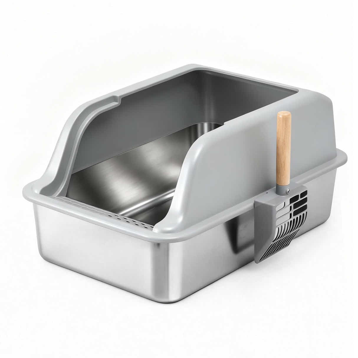 DS NA i.Pet Cat Litter Box Stainless Steel Large Semi-Enclosed Pet Kitty Toilet