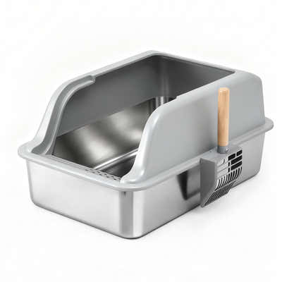 DS NA i.Pet Cat Litter Box Stainless Steel Large Semi-Enclosed Pet Kitty Toilet