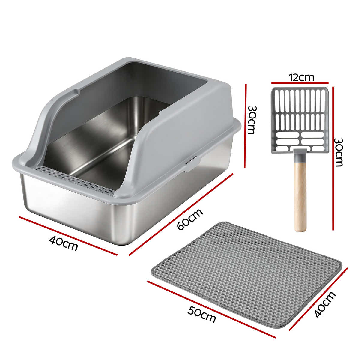 DS NA i.Pet Cat Litter Box Stainless Steel Large Semi-Enclosed Pet Kitty Toilet