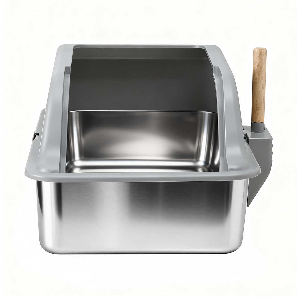 DS NA i.Pet Cat Litter Box Stainless Steel Large Semi-Enclosed Pet Kitty Toilet