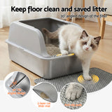DS NA i.Pet Cat Litter Box Stainless Steel Large Semi-Enclosed Pet Kitty Toilet