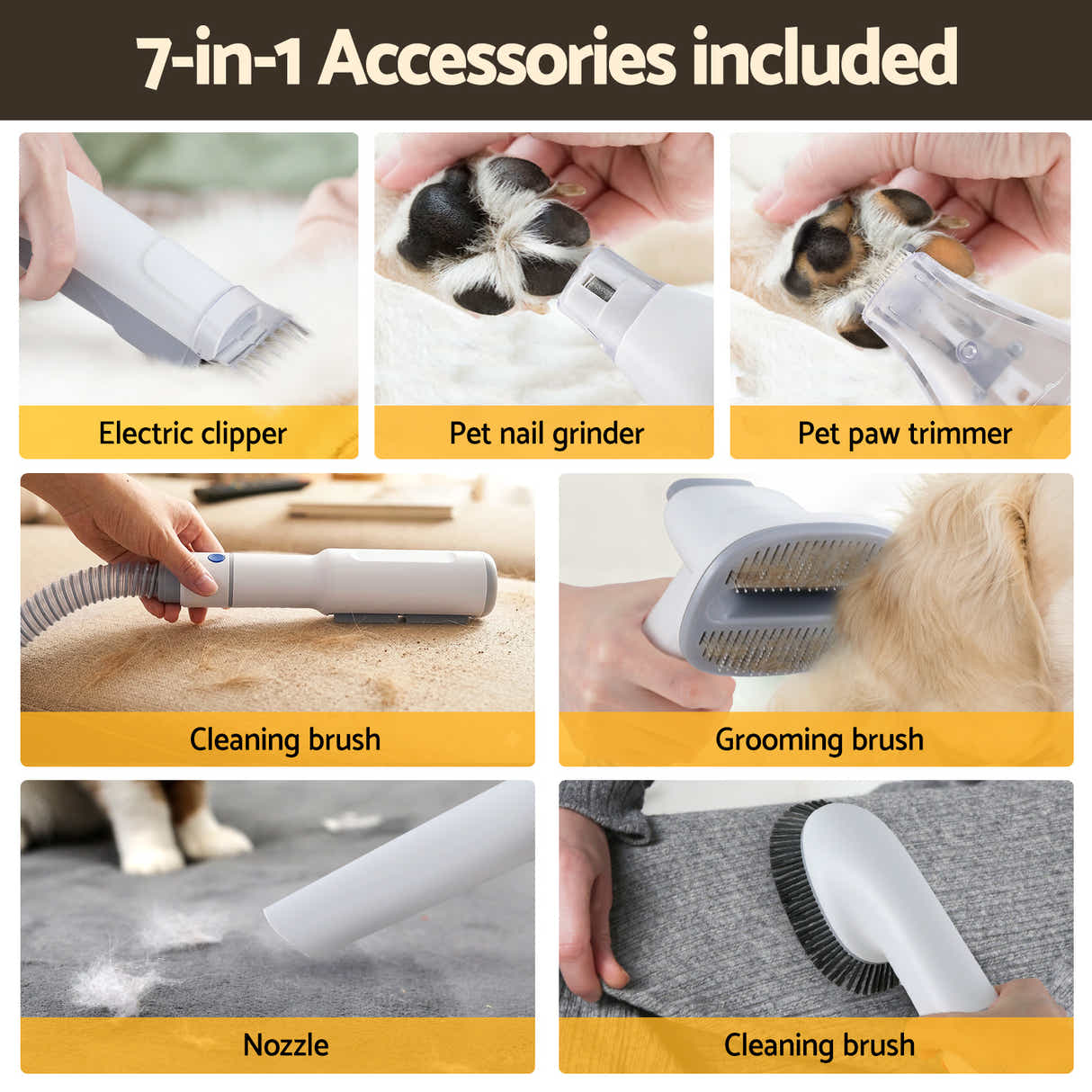DS NA i.Pet Pet Grooming Kit – Vacuum Dog & Cat Hair Dryer, Clipper & Brush Set