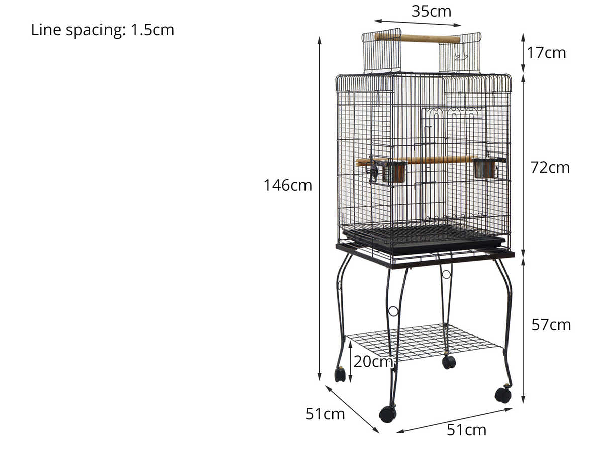 Iron Bird Cage with Pan Roof - 128cm