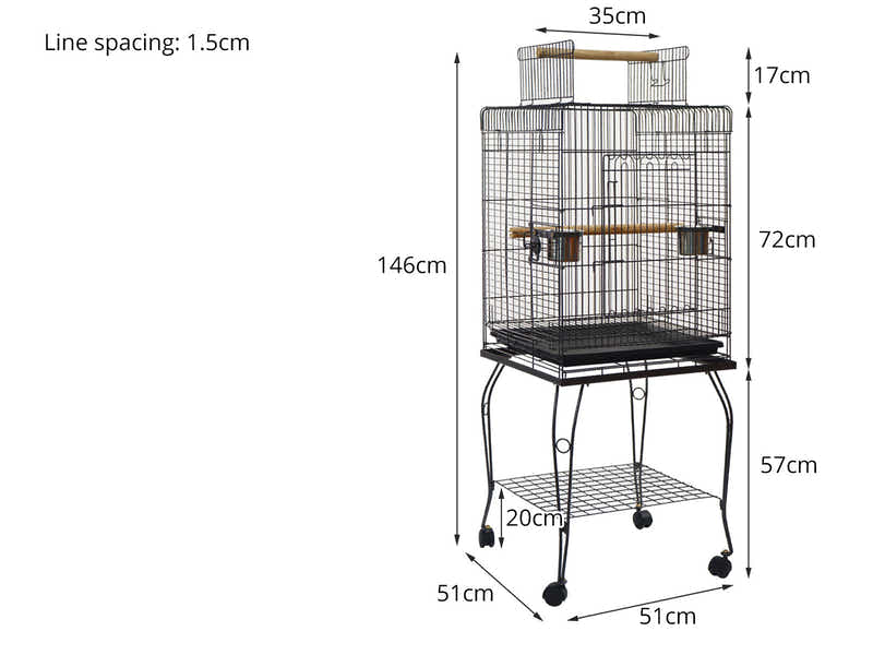 Iron Bird Cage with Pan Roof - 128cm