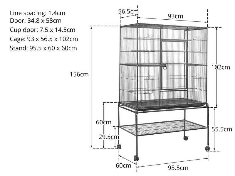 Iron Bird Cage with Large Door - 156 cm