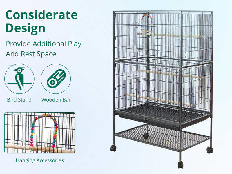 Iron Bird Cage with Storage Shelf - 132.5 cm