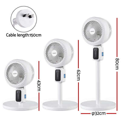 Pedestal Fan W/ Remote 3 Speed 12H Timer Height Adjustable Cooling Fan