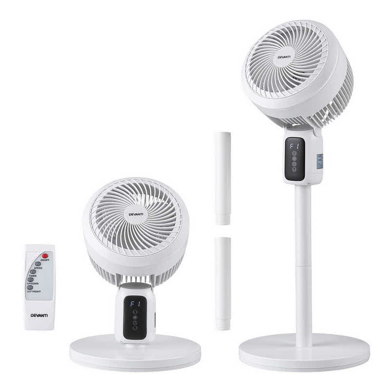 Pedestal Fan W/ Remote 3 Speed 12H Timer Height Adjustable Cooling Fan