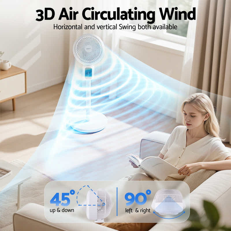 Pedestal Fan W/ Remote 3 Speed 12H Timer Height Adjustable Cooling Fan