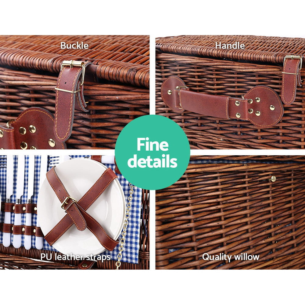 DS NA Alfresco 4 Person Picnic Basket Handle Baskets Outdoor Insulated Blanket