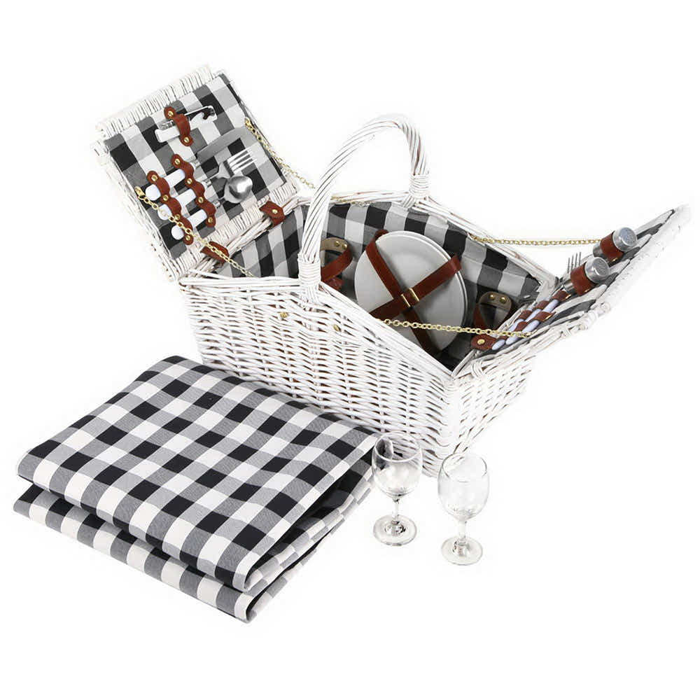 DS NA Alfresco 2 Person Picnic Basket Vintage Baskets Outdoor Insulated Blanket