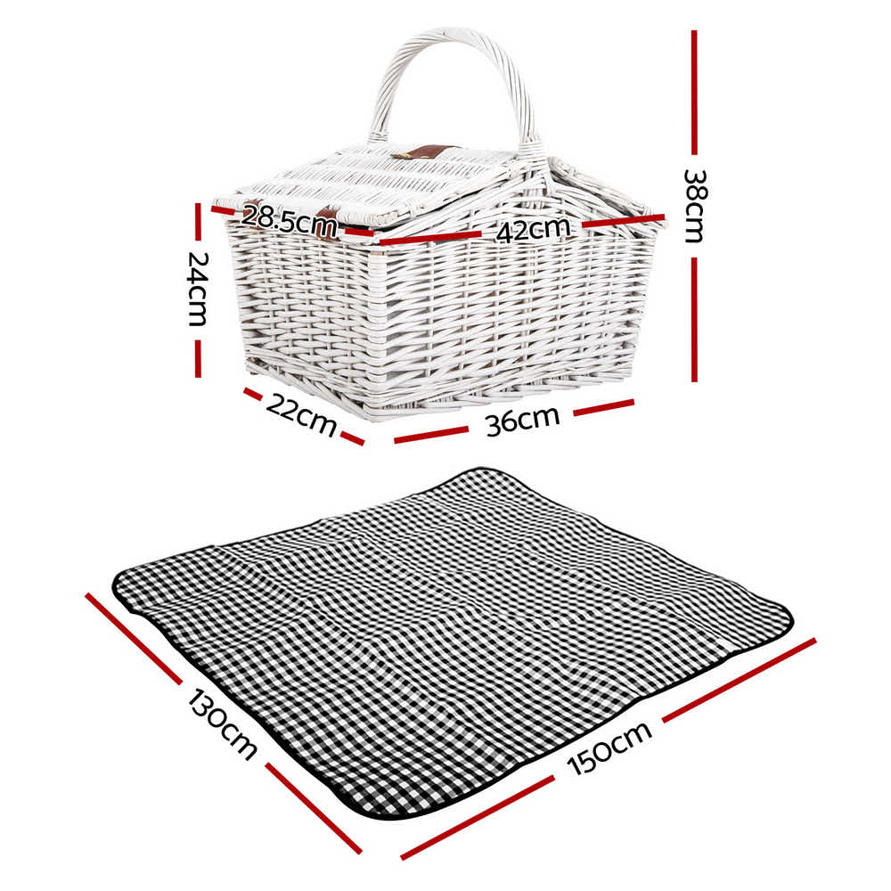 DS NA Alfresco 2 Person Picnic Basket Vintage Baskets Outdoor Insulated Blanket