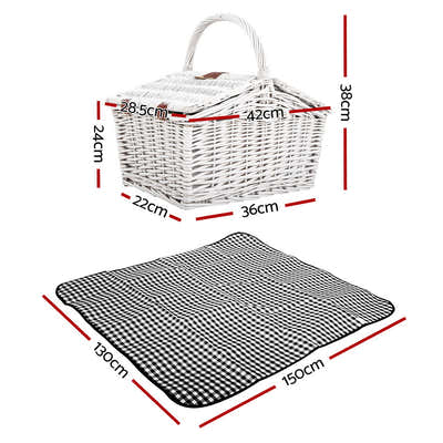 DS NA Alfresco 2 Person Picnic Basket Vintage Baskets Outdoor Insulated Blanket