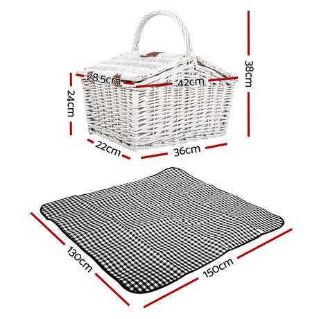 DS NA Alfresco 2 Person Picnic Basket Vintage Baskets Outdoor Insulated Blanket