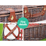 DS NA 4 Person Picnic Basket Wicker Picnic Set Outdoor Insulated Blanket
