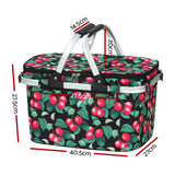 DS NA Folding Picnic Bag Basket Cooler Hamper Camping Hiking Insulated Lunch