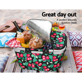 DS NA Folding Picnic Bag Basket Cooler Hamper Camping Hiking Insulated Lunch