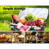 DS NA Folding Picnic Bag Basket Cooler Hamper Camping Hiking Insulated Lunch
