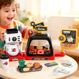 DS NA Keezi Kids Toy Coffee Shop,Coffee Maker Machine Play Money Tea Party Set