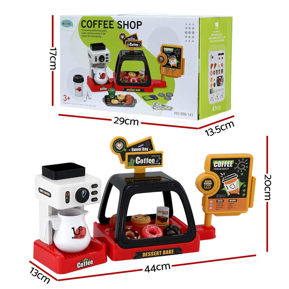 DS NA Keezi Kids Toy Coffee Shop,Coffee Maker Machine Play Money Tea Party Set