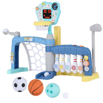 DS NA Keezi Kids Basketball Hoop Stand Bowling Baseball Golf Game Toys Set Blue