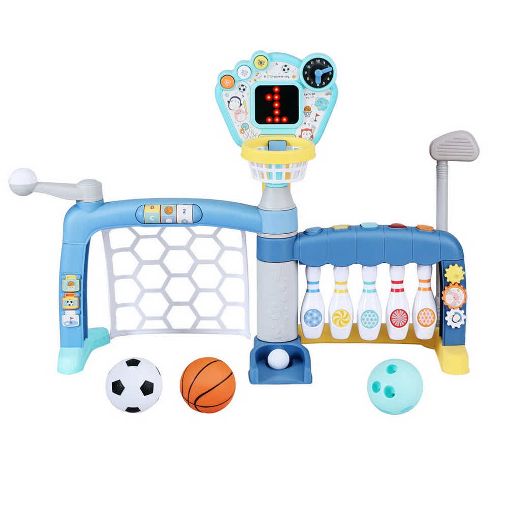 DS NA Keezi Kids Basketball Hoop Stand Bowling Baseball Golf Game Toys Set Blue