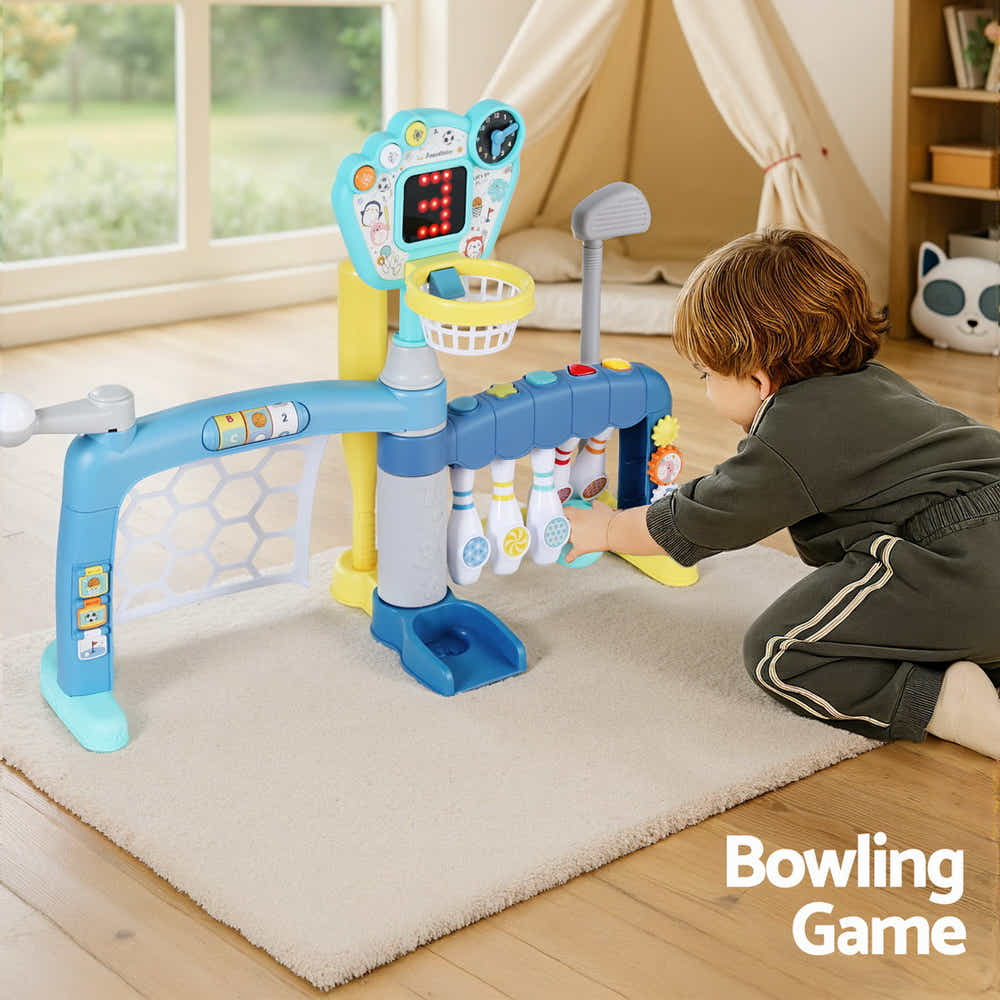 DS NA Keezi Kids Basketball Hoop Stand Bowling Baseball Golf Game Toys Set Blue