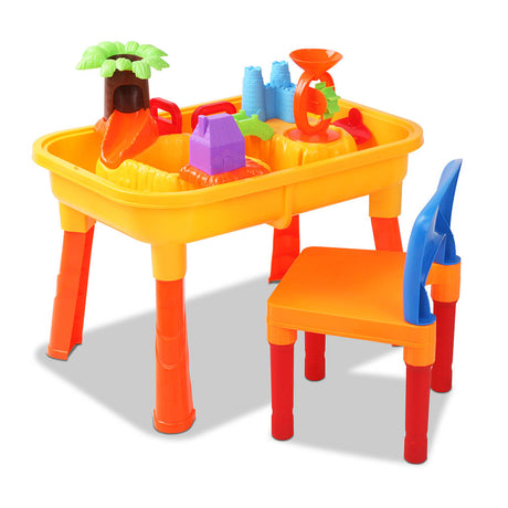 DS NA Keezi Kids Sandpit Pretend Play Sand Water Table Chair Outdoor Beach Toy