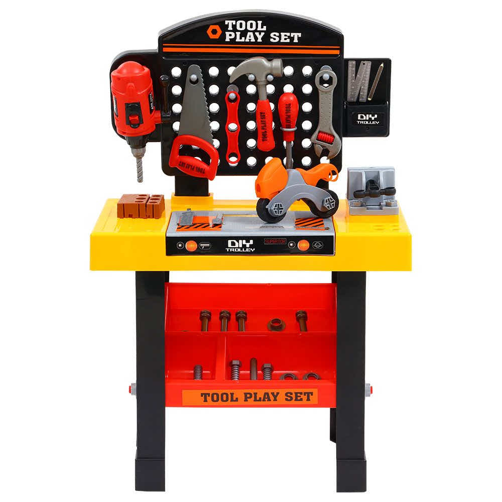 Kids Pretend Play Set Workbench Tools 54pcs Builder Work Childrens Toys