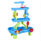 DS NA Keezi Kids Sand and Water Table 4-Tier Waterfall Sandpit Toys Beach Shovel