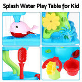 DS NA Keezi Kids Sand and Water Table 4-Tier Waterfall Sandpit Toys Beach Shovel