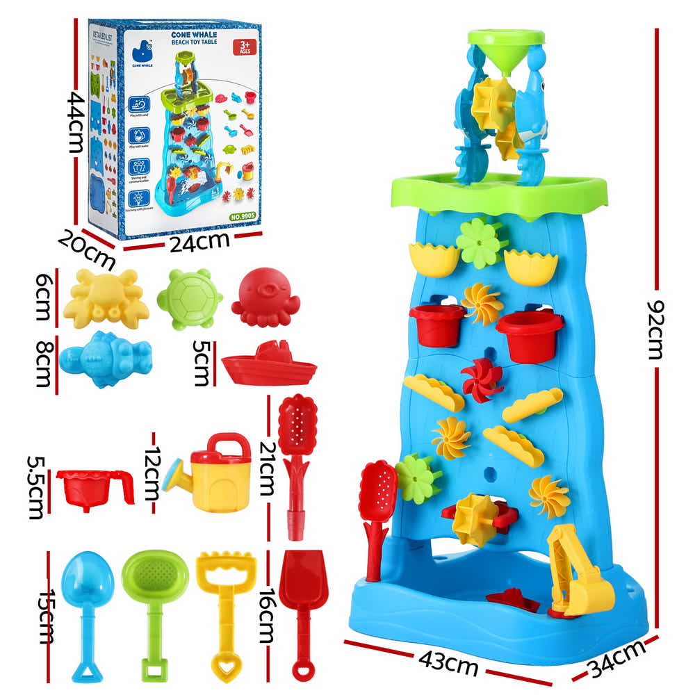 DS NA Keezi Kids Sand and Water Table Waterfall Wall Sandpit Toys Beach Shovel
