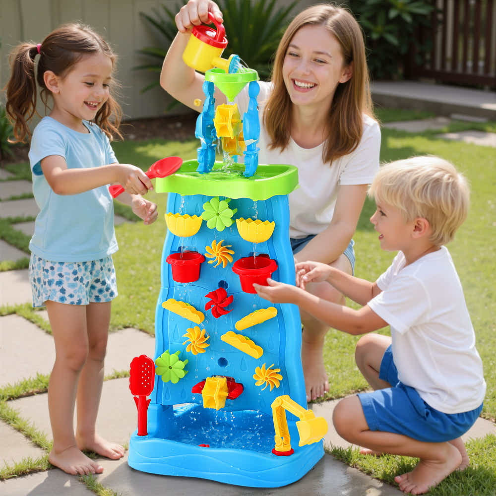 DS NA Keezi Kids Sand and Water Table Waterfall Wall Sandpit Toys Beach Shovel
