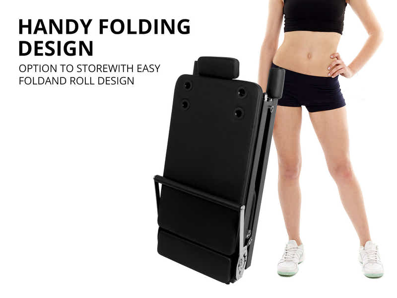 Foldable Pilates Reformer With Headrest Black