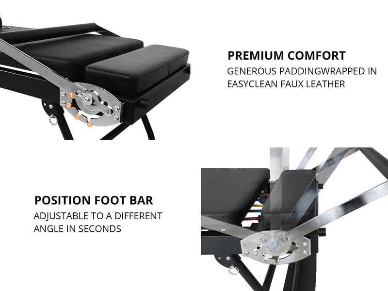 Foldable Pilates Reformer With Headrest Black