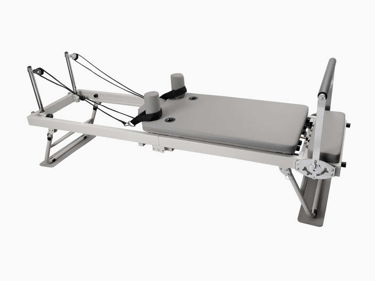 Foldable Pilates Reformer With Headrest - White