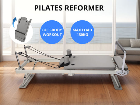 Foldable Pilates Reformer With Headrest White