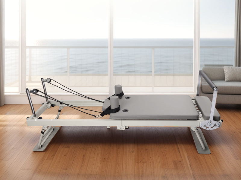 Foldable Pilates Reformer With Headrest White