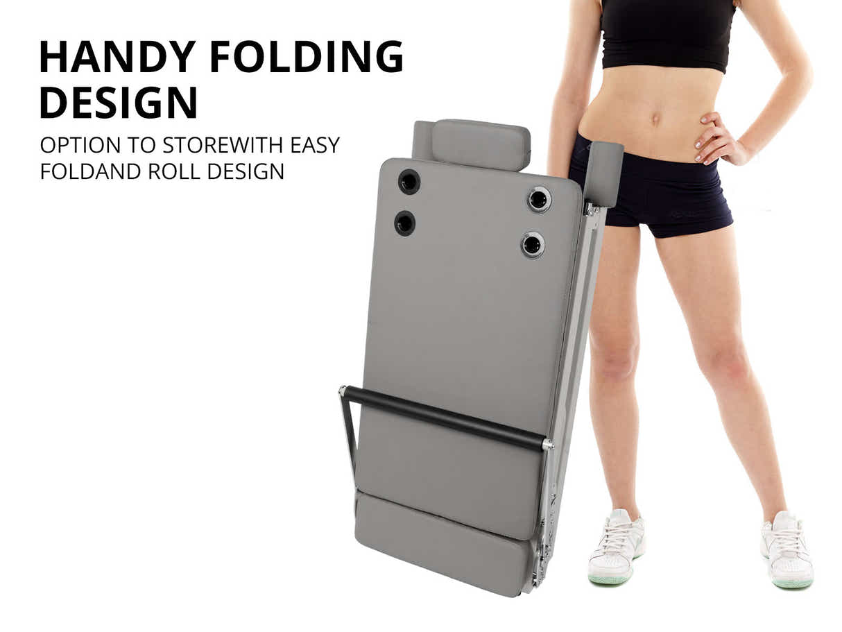 Foldable Pilates Reformer With Headrest - White